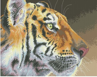 Patrón de punto de cruz de tigre / Punto de cruz de animales salvajes / Descarga instantánea en PDF