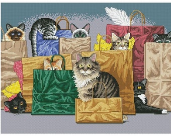 Katzen Kreuzstich Muster | Süße Katzen Kreuzstich | Sofortiger Download PDF | Digital
