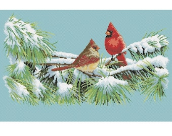 Christmas Birds Cross Stitch Pattern | Winter Birds Cross Stitch | Instant Download PDF