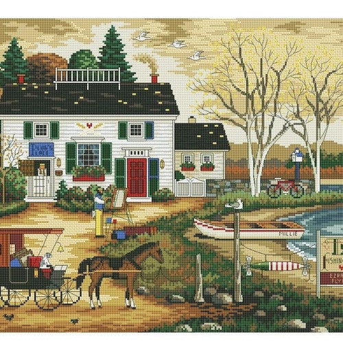 Victorian Village Cross Stitch Pattern Retro Cross Stitch Etsy