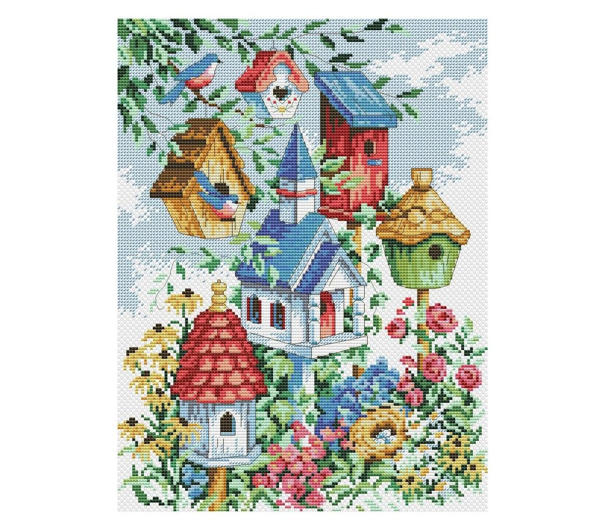 Bird House Cross Stitch Pattern Birdhouse Cross Stitch - Etsy UK