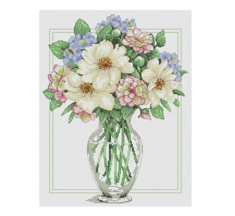 Flower in Vase Cross Stitch Pattern Garden Flower Cross - Etsy UK