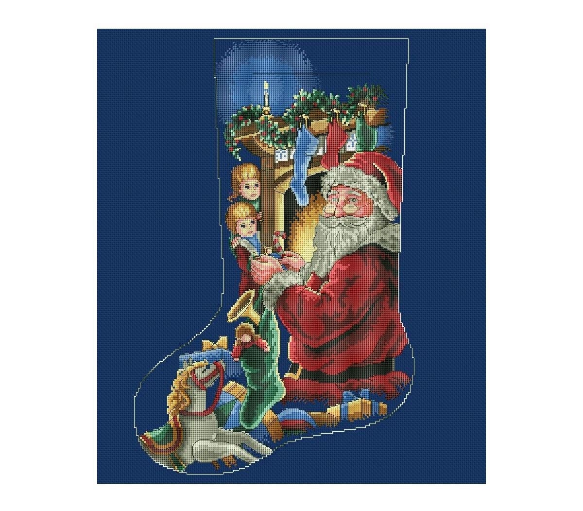 Christmas Stocking Cross Stitch Pattern Santa Stocking Cross | Etsy