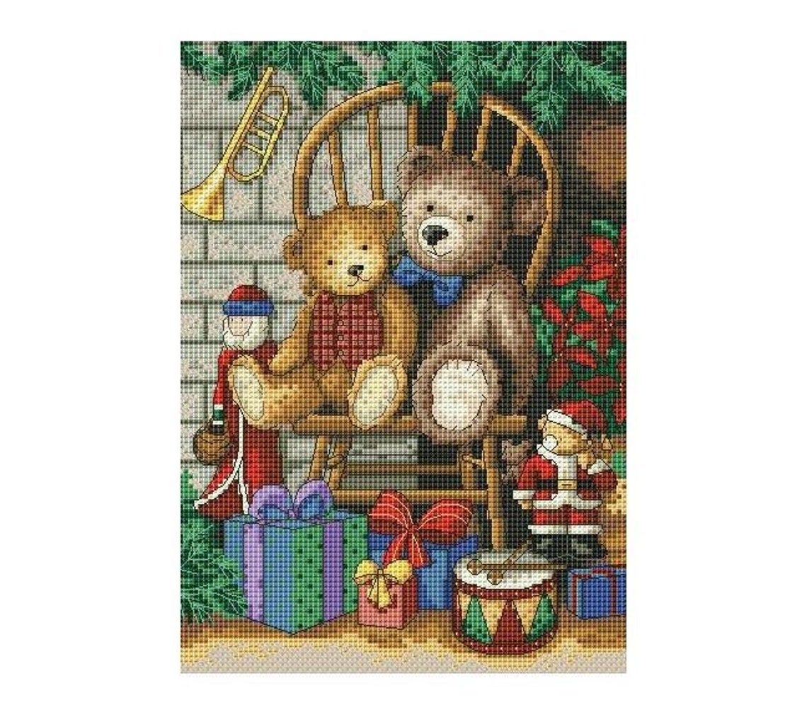 Christmas Teddy Bears Cross Stitch Pattern Victorian Etsy España