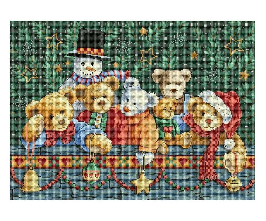 Christmas Teddy Bears Cross Stitch Pattern Xmas Cross Stitch Etsy