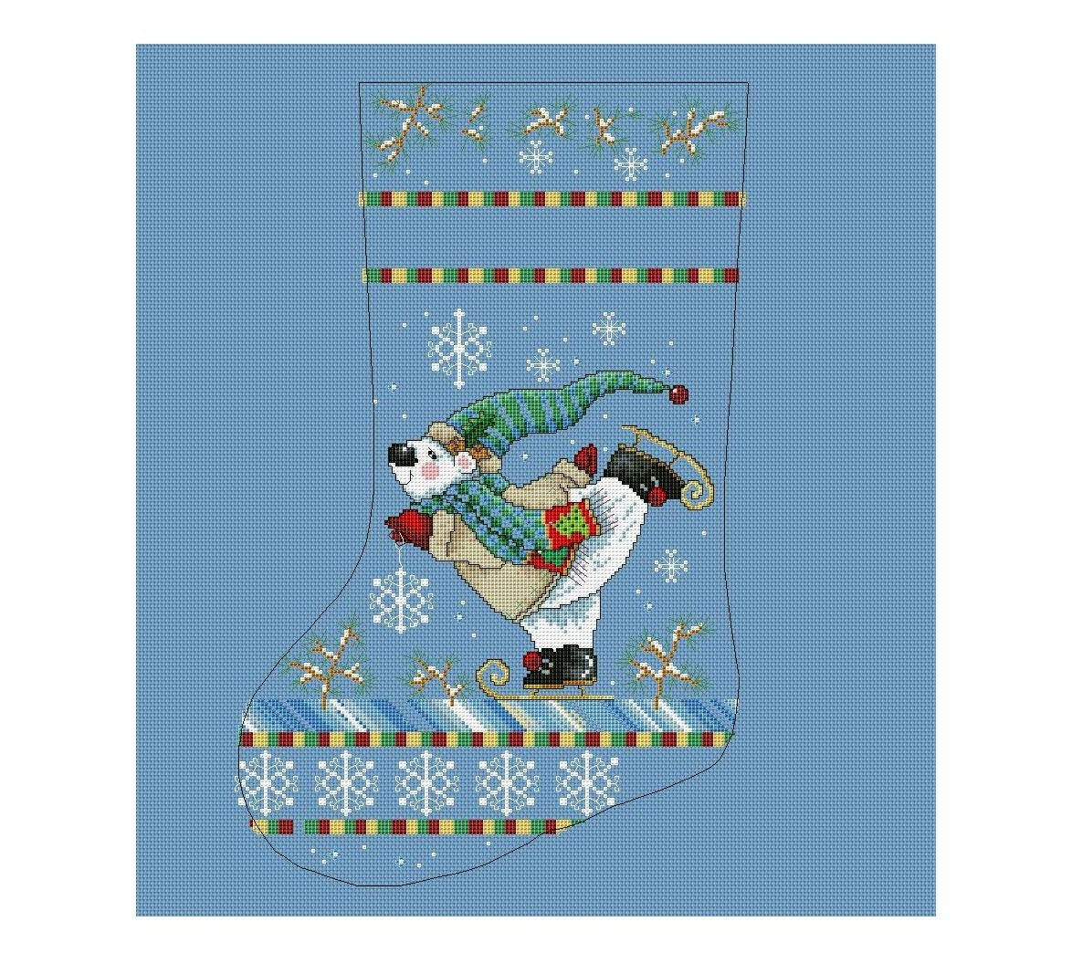 Christmas Stocking Cross Stitch Pattern | Polar Bear Cross Stitch ...