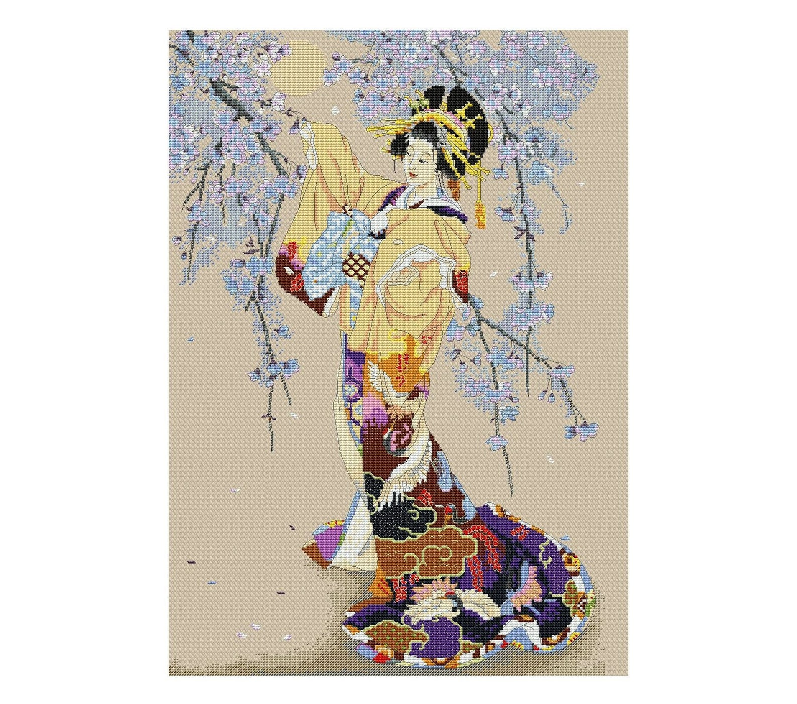Geisha Cross Stitch Pattern Japanese Girl Cross Stitch Etsy