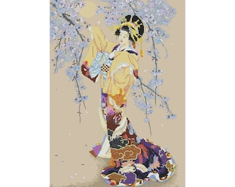 Geisha Cross Stitch Pattern | Japanese Girl Cross Stitch | Instant Download PDF