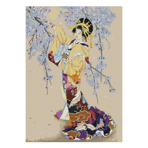 Japanese Cross Stitch Pattern PDF Geisha Cross Stitch Etsy