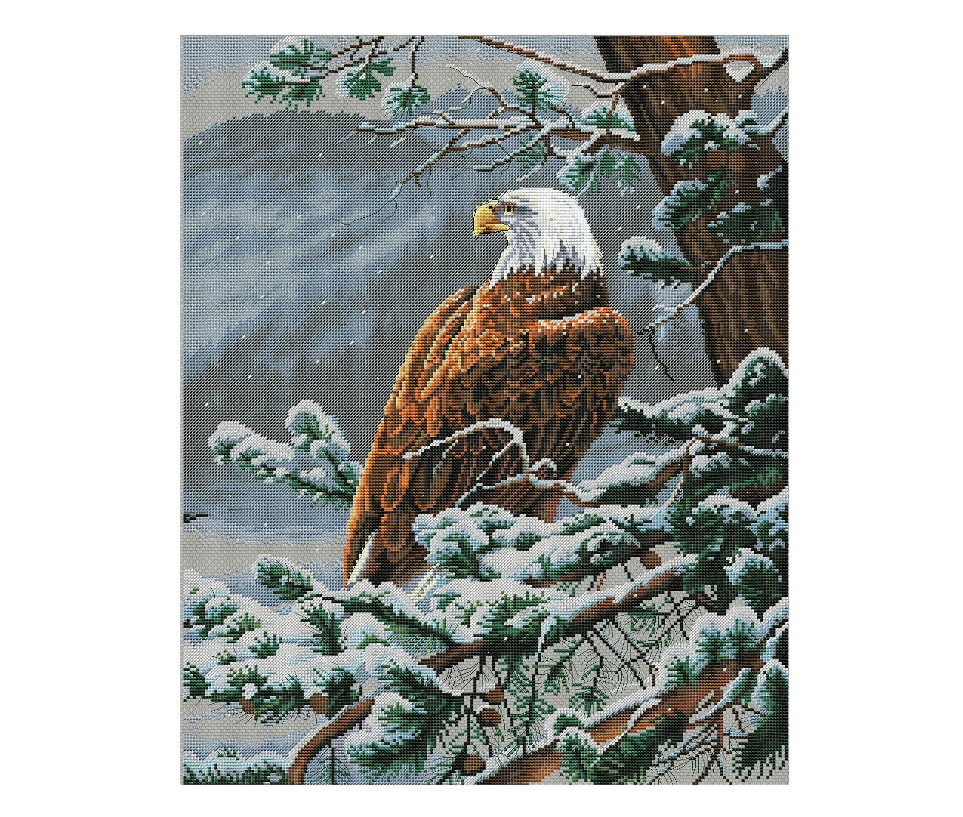 Eagle Cross Stitch Pattern Winter Bird Cross Stitch Pattern Etsy