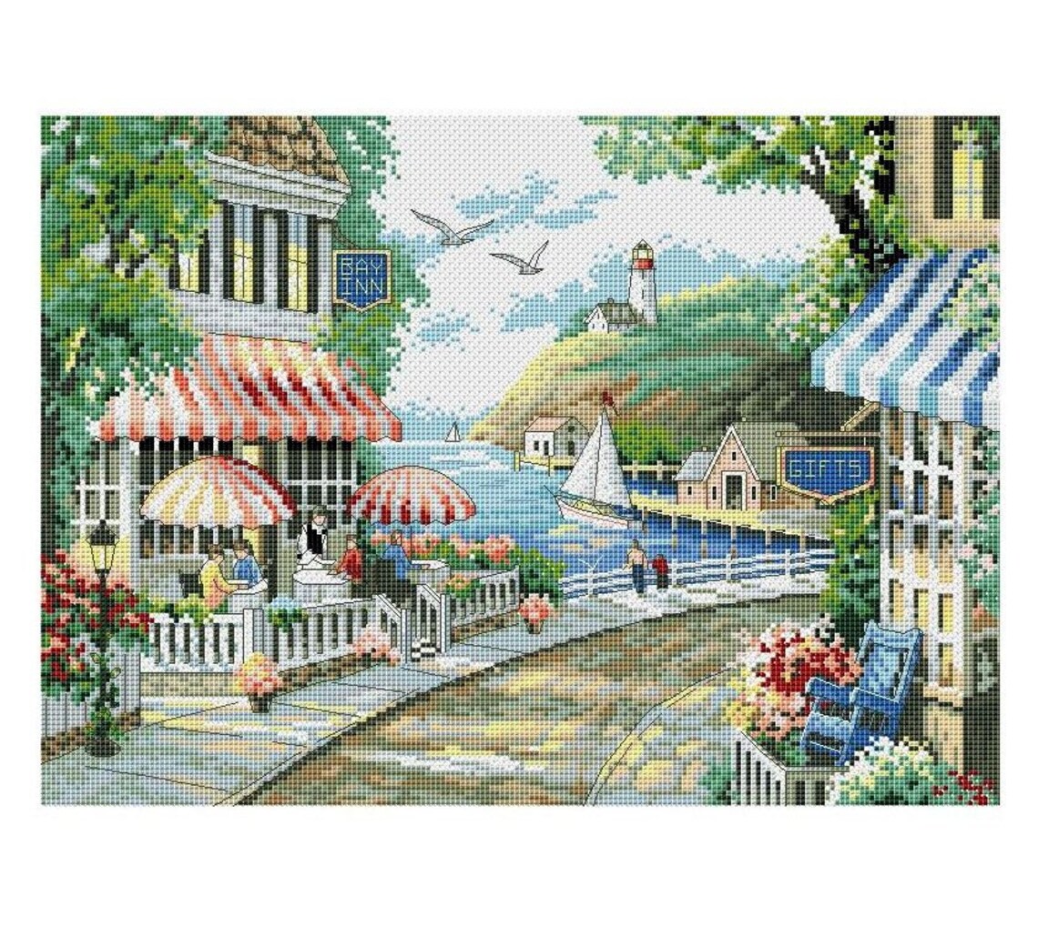 Seaside Houses Cross Stitch Pattern PDF Summer City Cross | Etsy