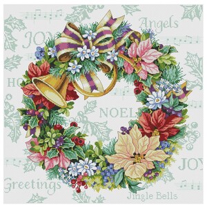 Christmas Wreath Cross Stitch Pattern | Flower Wreath Cross Stitch | Instant Download PDF