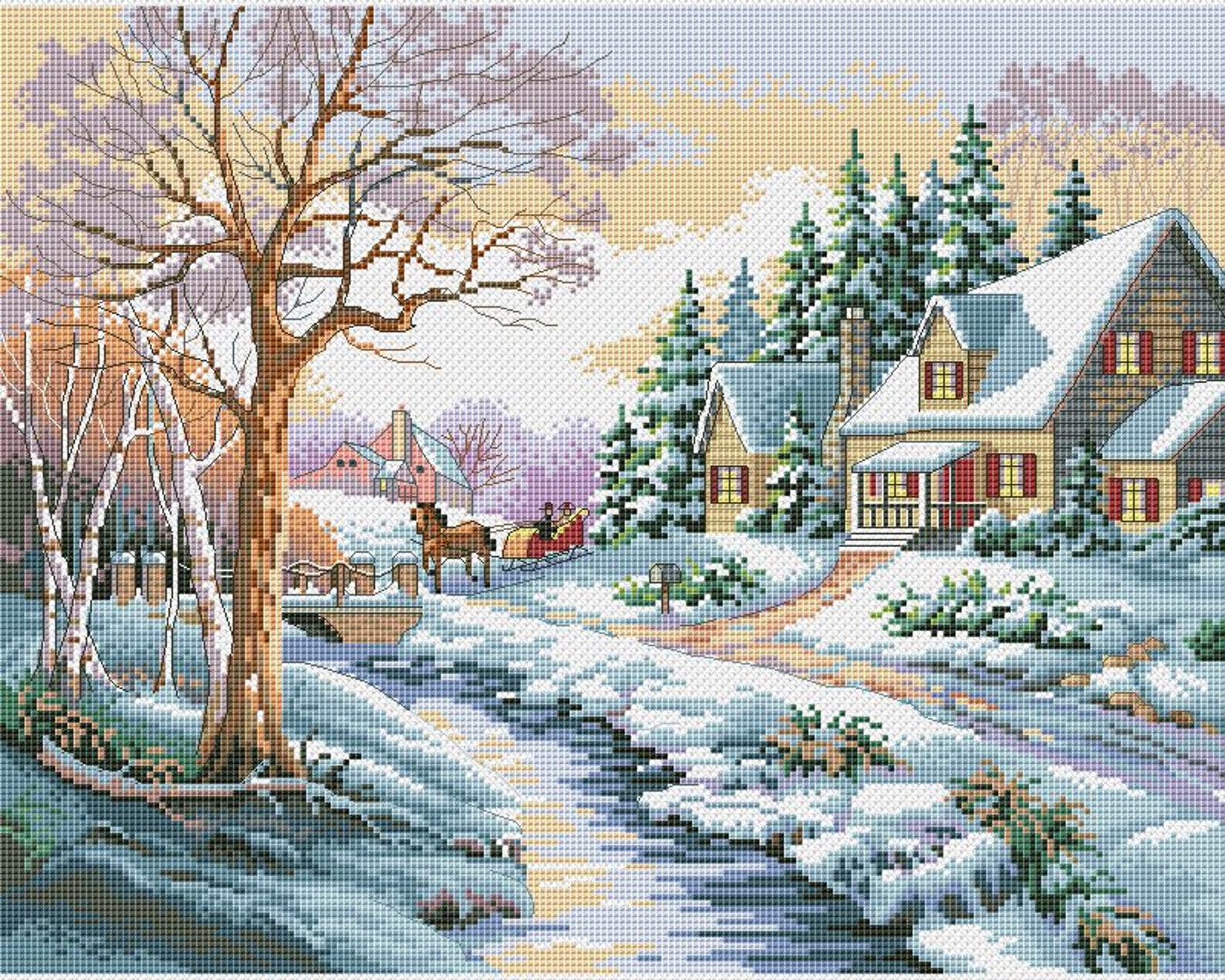 Victorian Christmas Cross Stitch Pattern Winter Landscape - Etsy