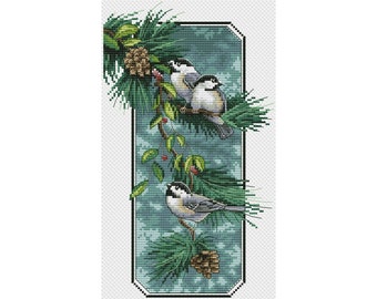 Winter Birds Cross Stitch Pattern | Birds on Branch Cross Stitch Pattern | Instant Download PDF