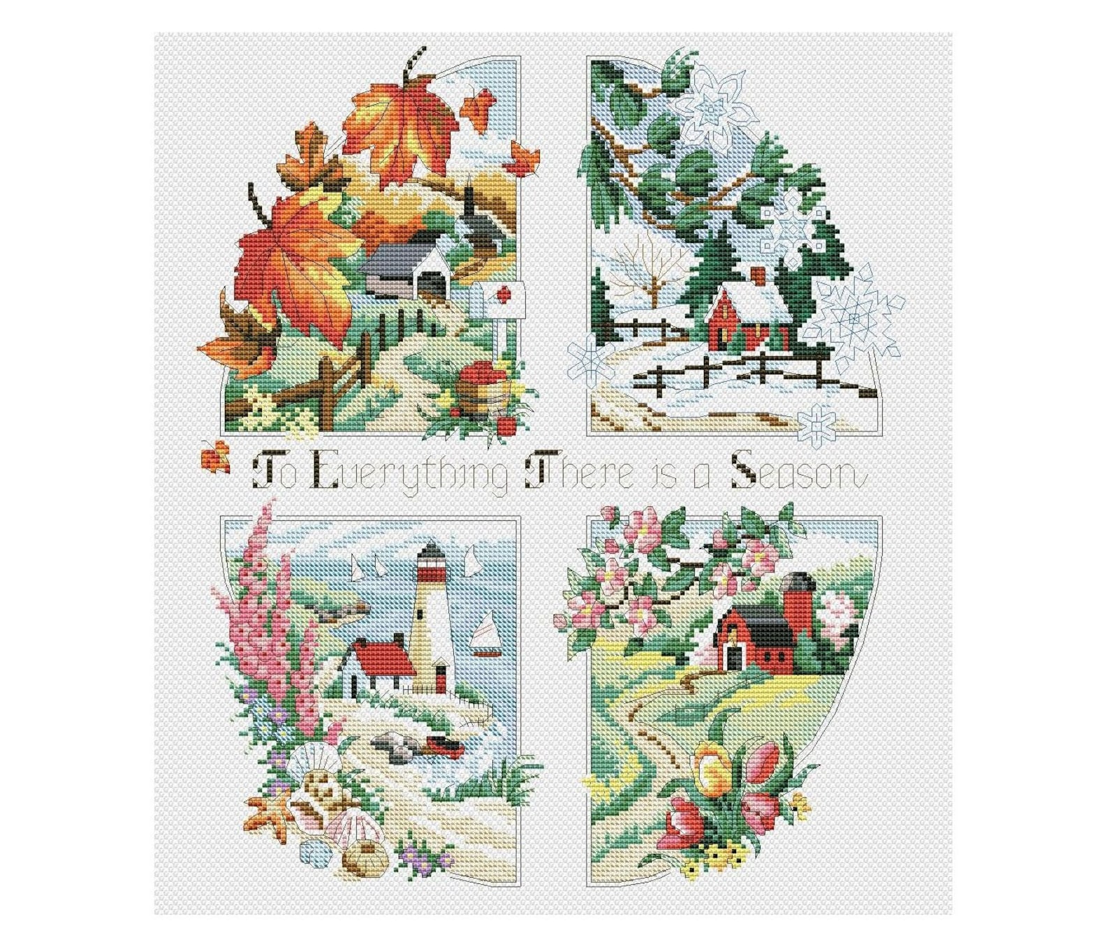 Four Seasons Cross Stitch Pattern Landscape Cross Stitch | Etsy