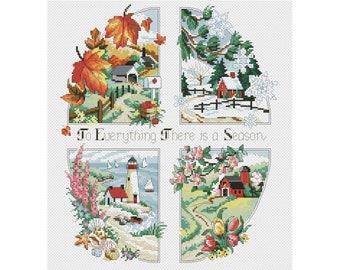 Four Seasons Cross Stitch Pattern | Landscape Cross Stitch Pattern | Instant Download PDF