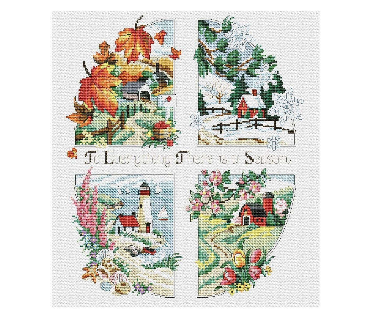 Four Seasons Cross Stitch Pattern Landscape Cross Stitch - Etsy