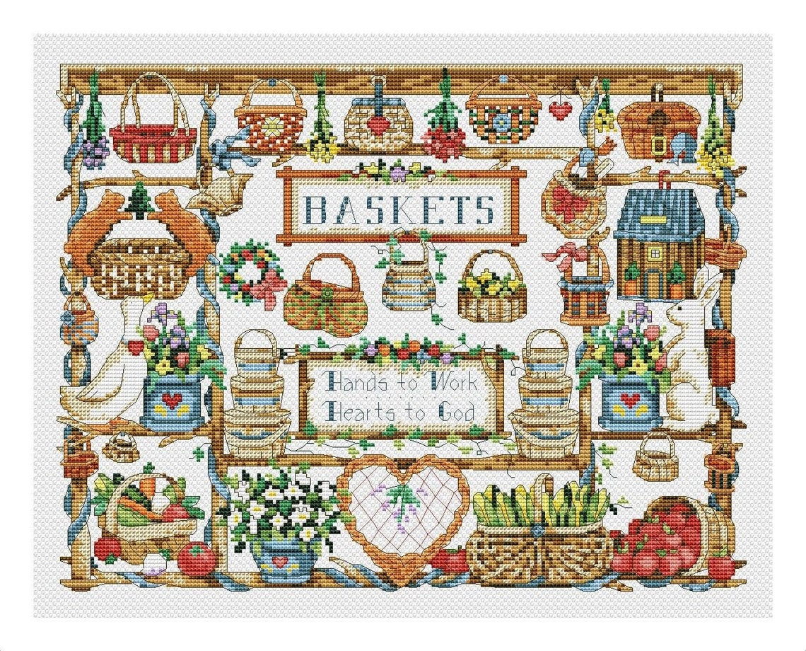 Sampler Cross Stitch Pattern PDF | Basket Cross Stitch Pattern | PDF ...