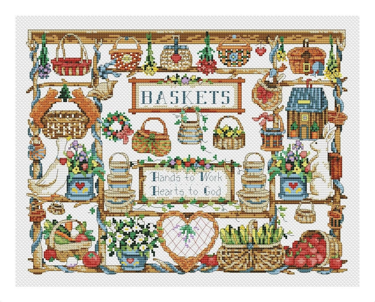 Sampler Cross Stitch Pattern PDF | Basket Cross Stitch Pattern | PDF ... image.