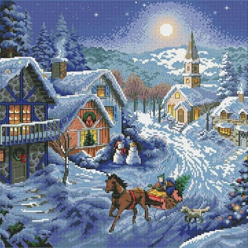 Christmas House Cross Stitch Pattern PDF Winter Landscape Etsy