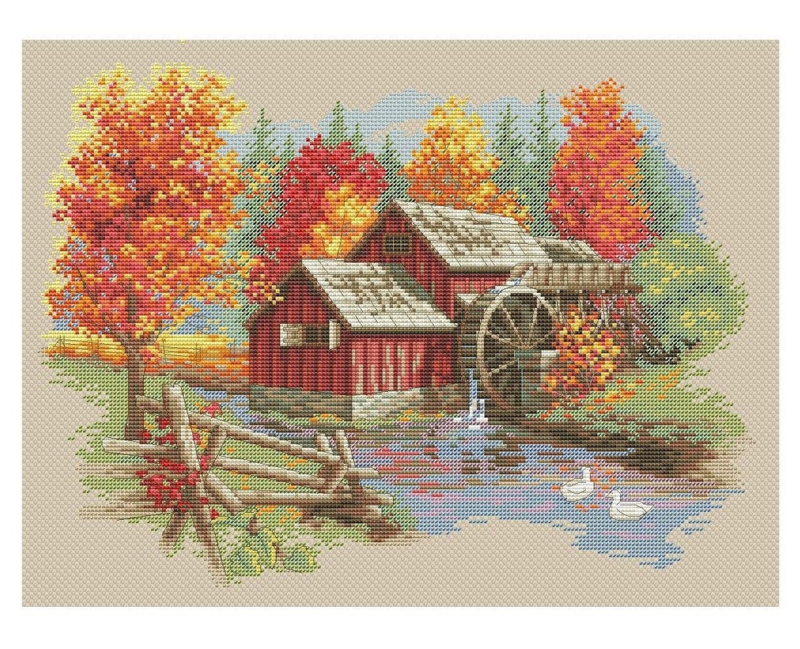 Autumn Cross Stitch Pattern Farm Cross Stitch Pattern PDF - Etsy España