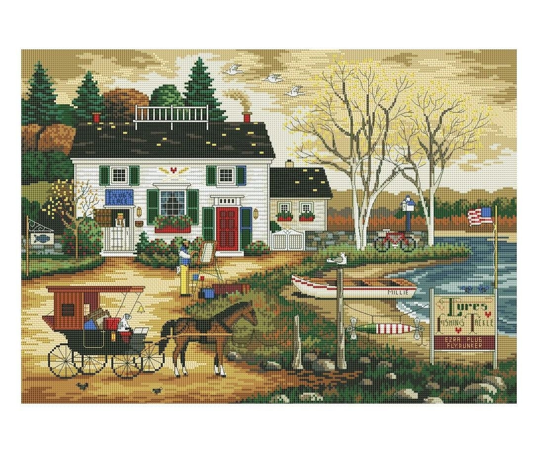 Victorian Village Cross Stitch Pattern Retro Cross Stitch Etsy