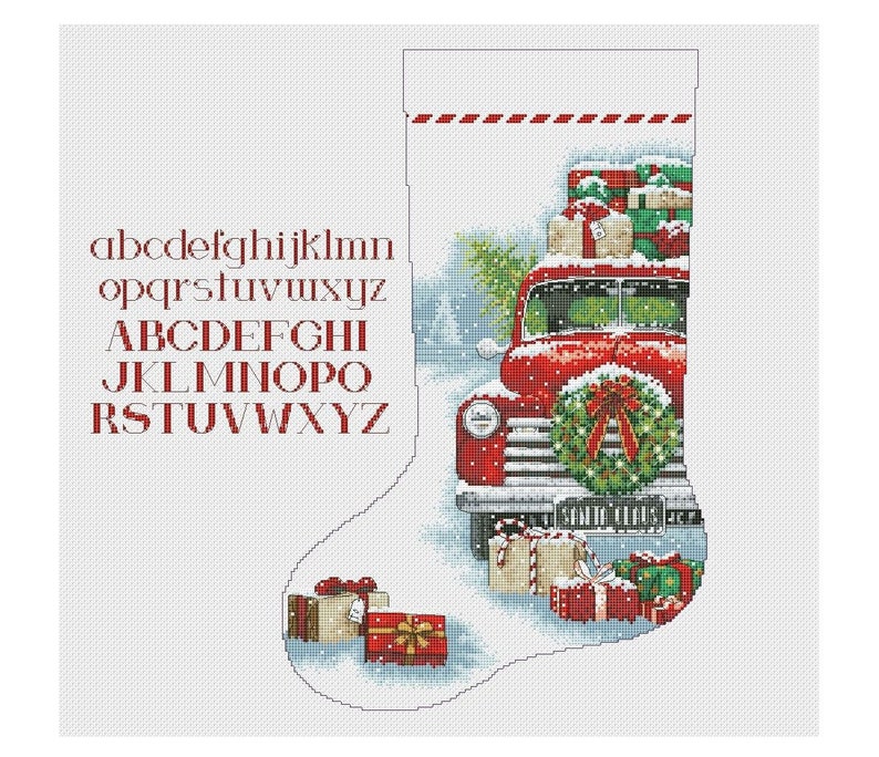 Christmas Car Cross Stitch Christmas Stocking Cross Stitch Pattern Instant Download PDF