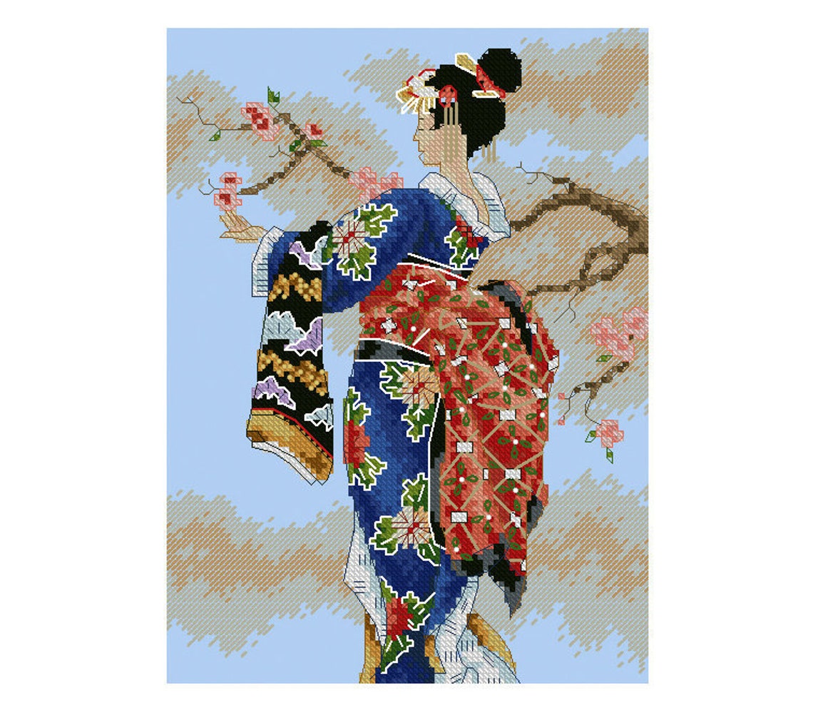 Geisha Cross Stitch Pattern | Japanese Girl Cross Stitch | Instant ...