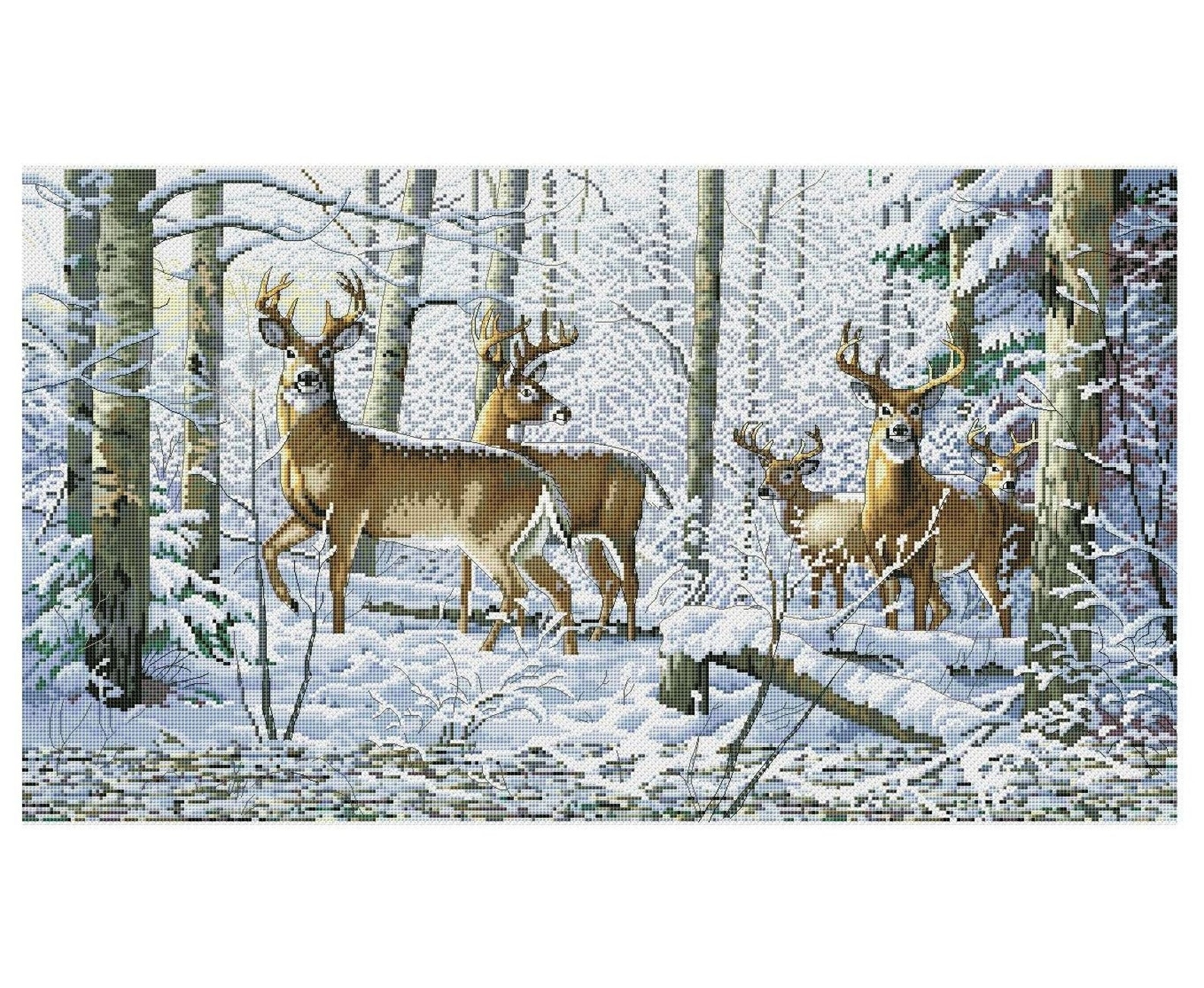 Winter Animal Cross Stitch Pattern Deer Cross Stitch Pattern Etsy