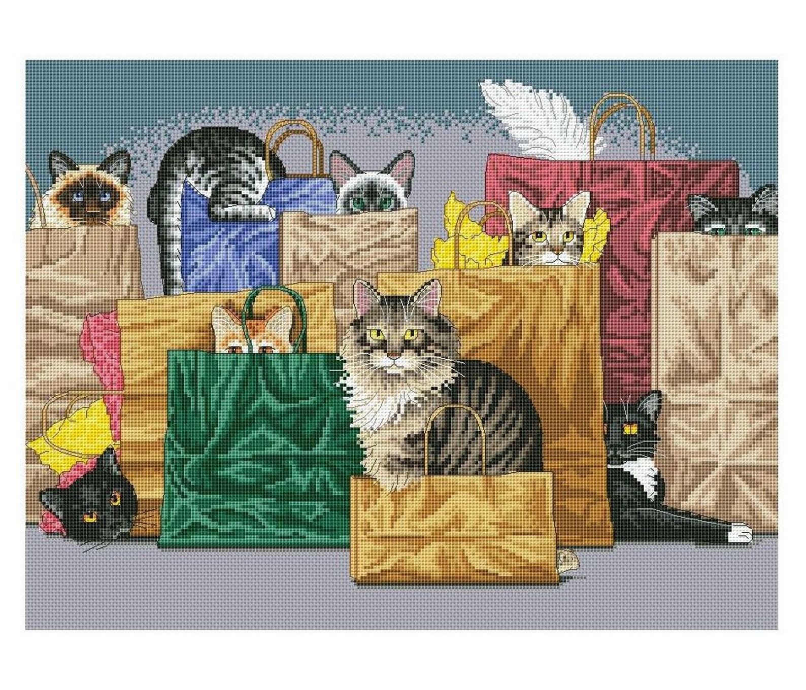 Cats Cross Stitch Pattern Cute Cats Cross Stitch Instant Etsy