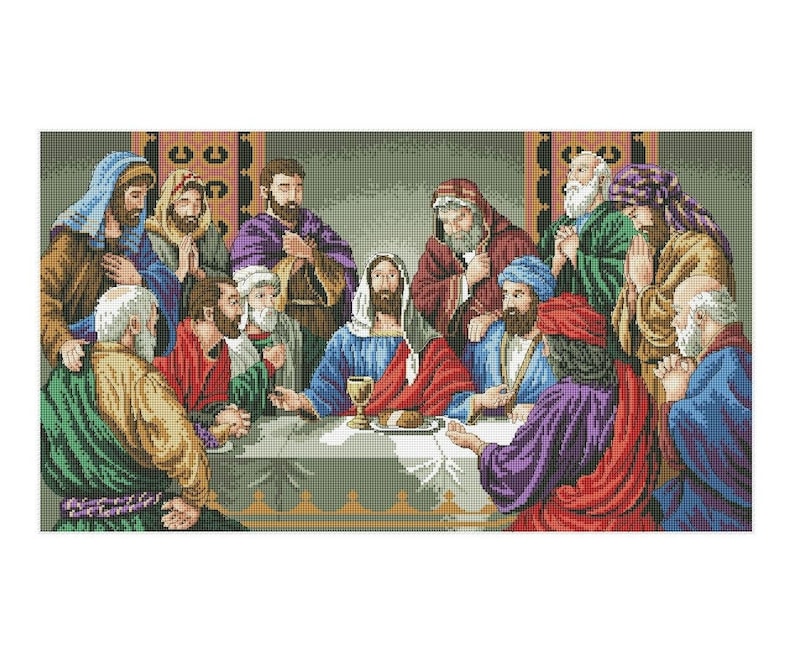 Last Supper Cross Stitch Pattern Religious Cross Stitch Etsy