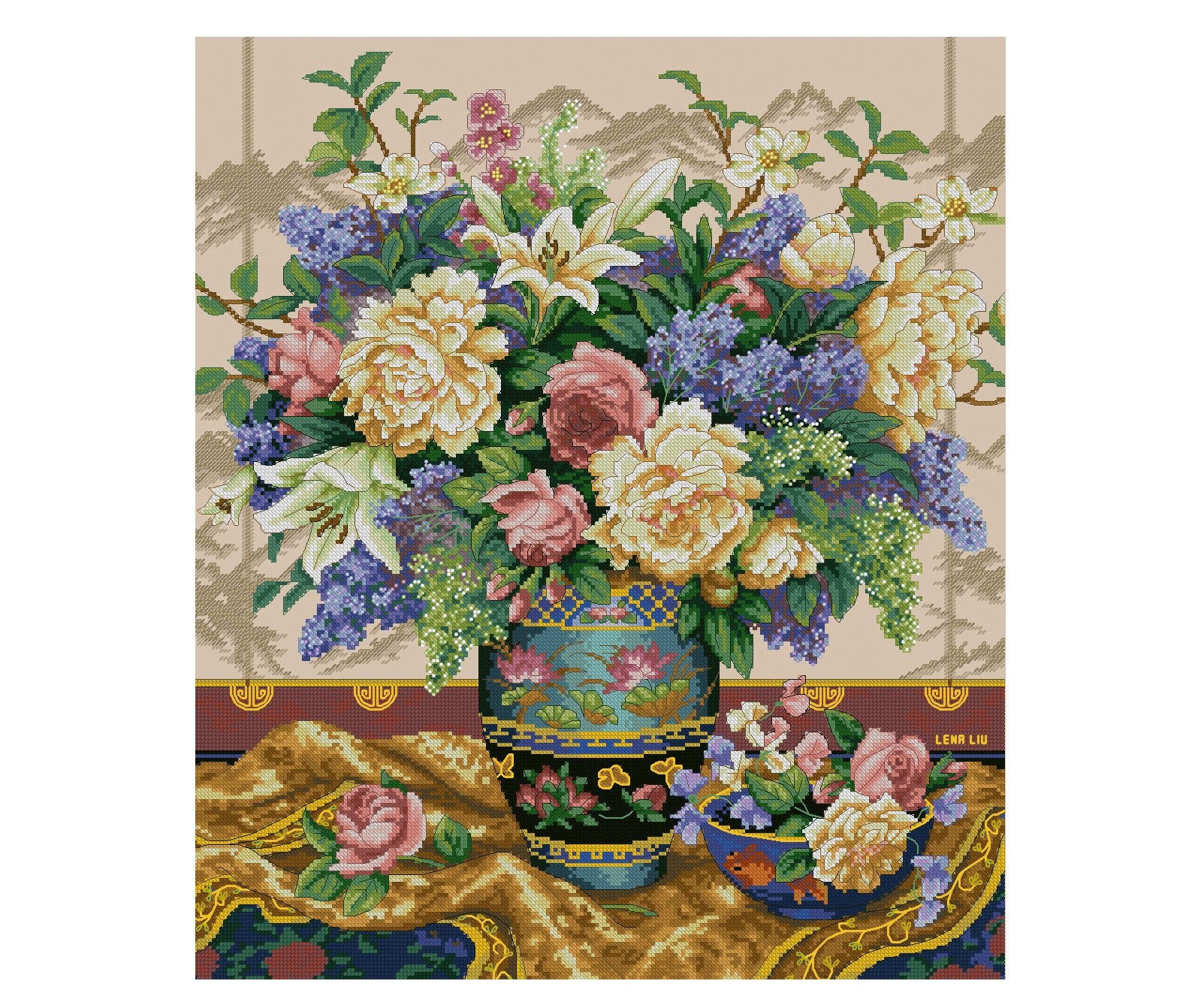 Flower in Vase Cross Stitch Pattern PDF Garden Flower Cross Etsy España