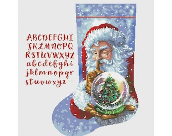 Christmas Stocking Cross Stitch Pattern | Santa Claus Cross Stitch Pattern | Instant Download PDF