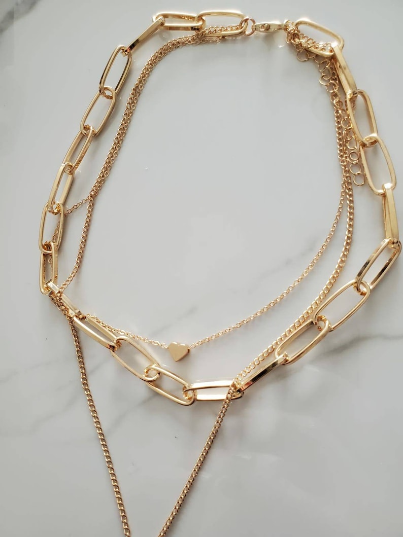 Gold layered Heart and Lock Chain