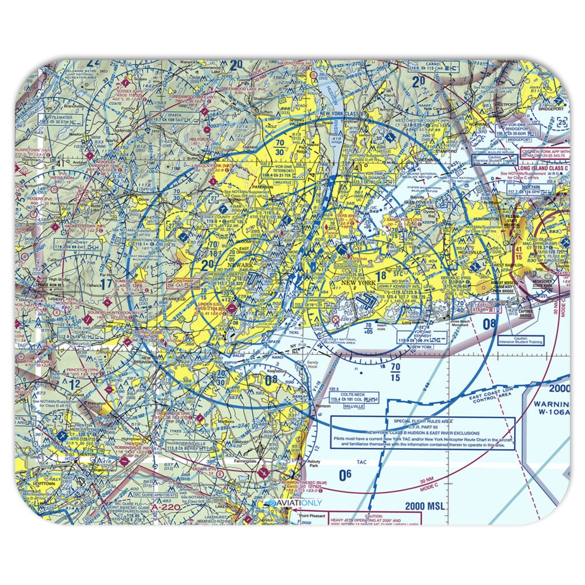 JFK Sectional VFR Chart Mousepad Etsy