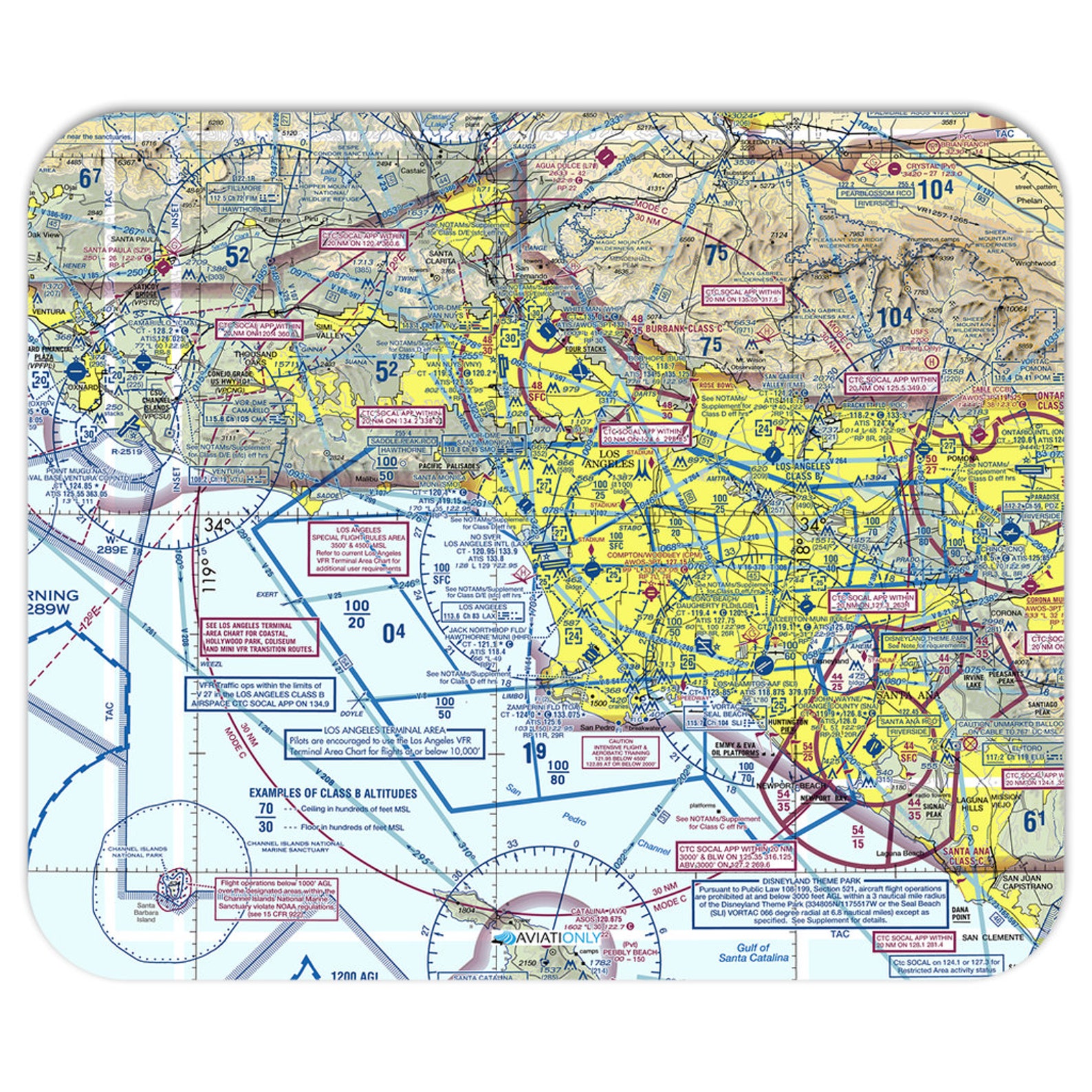 LAX Sectional VFR Chart Mousepad Etsy
