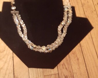 Vintage two strand beaded crystal necklace