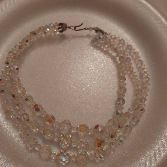 Vintage three strand clear crystal beads - image 4