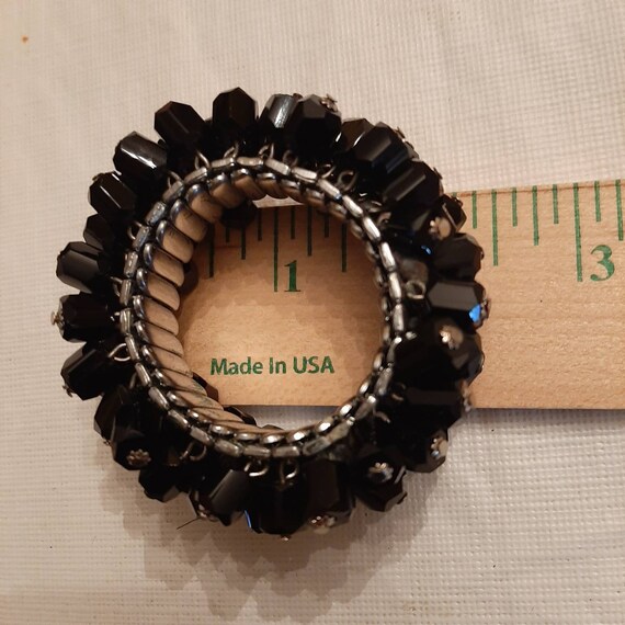 Vintage black beaded. Stretch bracelet - image 2