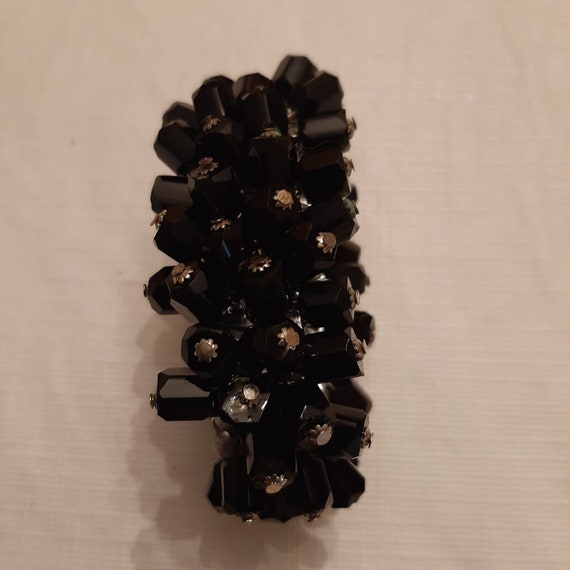 Vintage black beaded. Stretch bracelet - image 4
