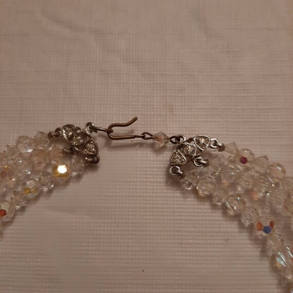 Vintage three strand clear crystal beads - image 6