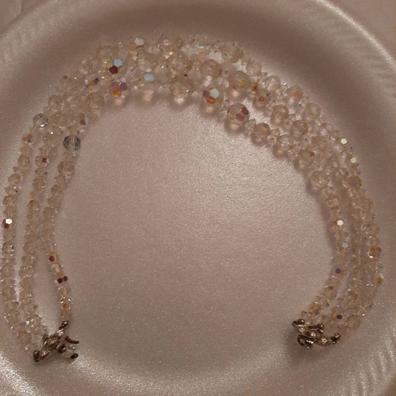 Vintage three strand clear crystal beads