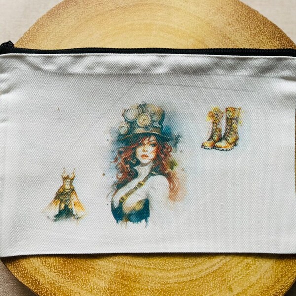 Colourful Steam Punk Girl Cosmetic Bag | Gift for her | Make up Bag