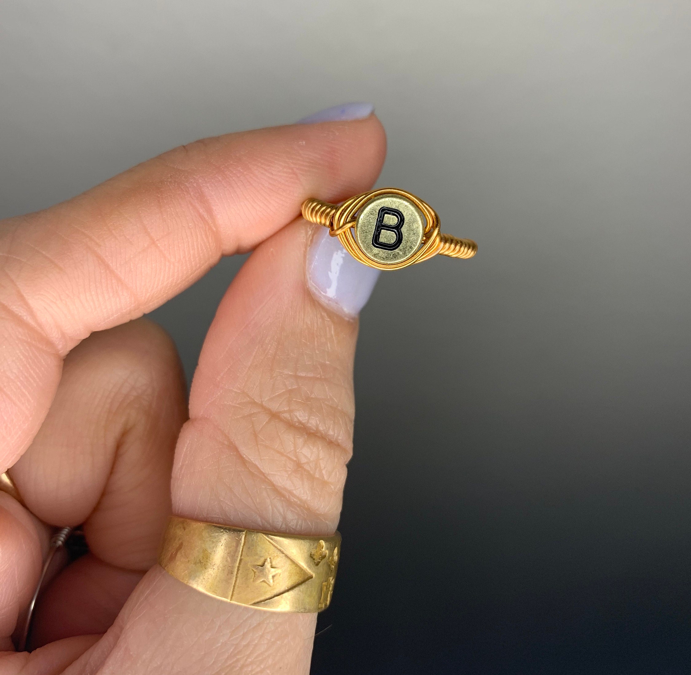 Gold Initial Rings Etsy