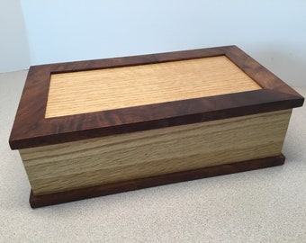 Quartersawn Oak box with Black Walnut framed lid