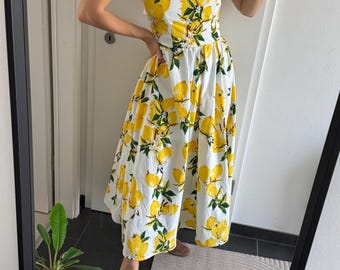 Lemon Dress – Cotton Summer Dress with lemon print | Handmade Loose Fit Dress | Feminine LemonDress | Heartfelt Studio