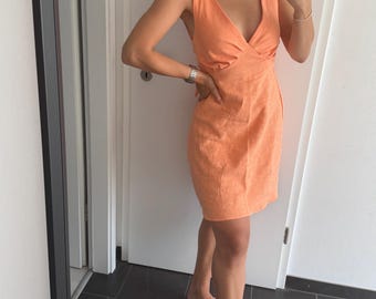 Calama Dress – Linen Summer Dress with Back Bow | Handmade Loose Fit Dress | Feminine Orange Dress | Heartfelt Studio