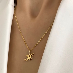 Colar personalizado inicial feito a mão da letra do ouro | Presente para mamãe | Jóias Carta | colar de corrente de freio |