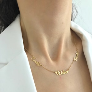 Mothers day gift | family necklace | Dainty Name Necklace | 3 names necklace | personalized jewelry | Three Name Necklace | grandma gift |