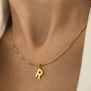 Caixa de ouro 14k colar inicial minimalista letra corrente eu presente de dia das mães eu presente de casamento eu carta colar eu jóias pers